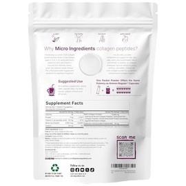 Micro Ingredients Multi Collagen Peptides Powder, 40 Stick Packs | Type I, II, III, V, X + Biotin, Vitamin C & Hyaluronic Acid | Unflavored | Supports