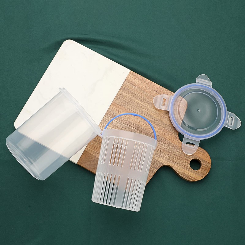 JUXYES Plastic Pickle Container Jar with Strainer Flip, Transparent Pickle