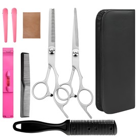 Professional Hairdressing Scissors Set Accessories, 9 Pieces Hair Cutting Scissors, Hairdressing Accessories, Hair Scissors for Family Hairdressing Salon, Haircut for Men and Women