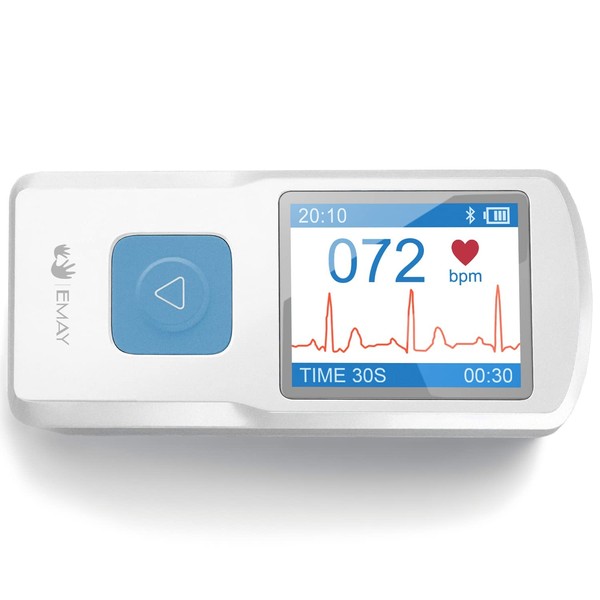 EMAY Portable ECG Monitor | Record ECG and Heart Rate Anytime Anywhere | Stand-Alone Device with LCD Screen and Storage | No Subscription Required