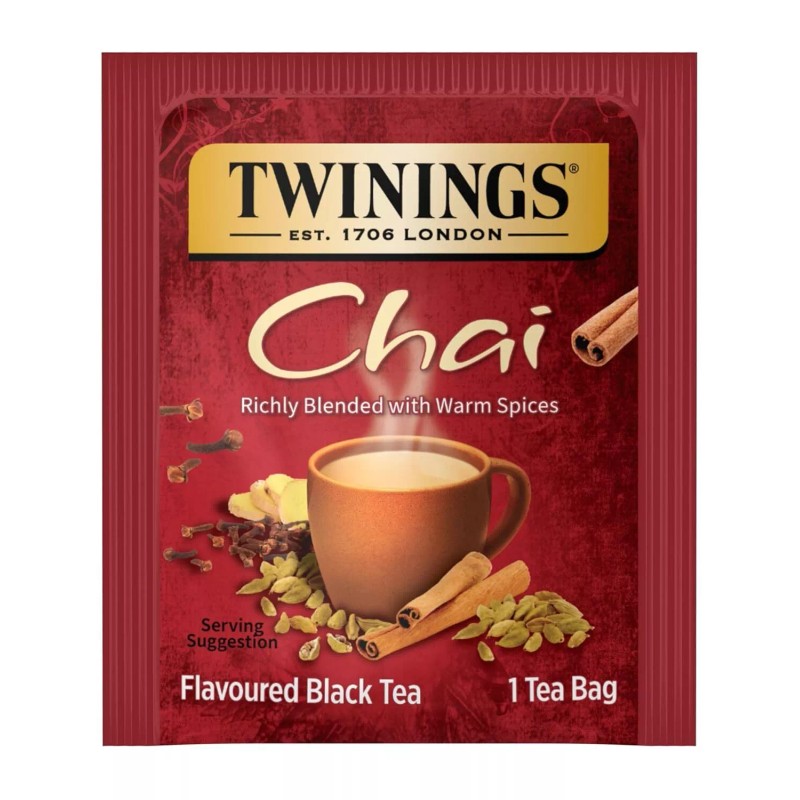 Twinings Chai Black Tea Bags, Sweet, Savory Spices, Caffeinated -