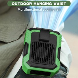 Blue Collar Breeze, 5 in 1 Portable Waist Fan, 3 Speeds & 4000mAh Portable Cooling Fan with Clips, Mini Ceiling Fan, Belt Fan, Wearable Fan for Outdoor Use (Green)
