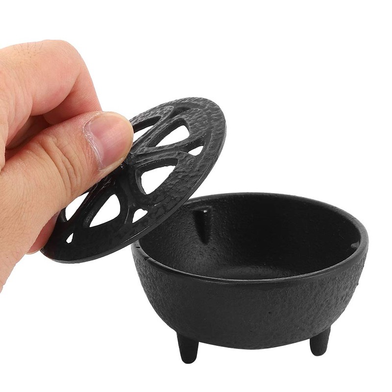 MUNEFE Iron Incense Burner, Black Iron Lotusly Shape Incense Pot,