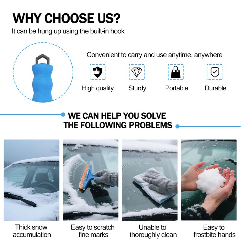 DIFFWELY 10.8" Ice Ripper Ergonomic Ice Scraper for Car, SUV,