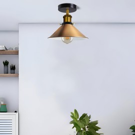 LEDSone Modern Metal Ceiling Light Semi Flush Light Metal Ceiling Light 22cm Tapered Shade (Yellow Brass) [Energy Class A]