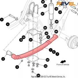 E-Z-GO EZGO Cushman OEM HD Rear 4 Leaf Spring for 08-24 Golf Carts w Kawasaki, 605722