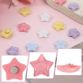 15PCS Colorful Glitter Star Fridge Magnets, 3D Decorative Refrigerator Magnets, Strong Magnetic Crafts for Kitchen, Office, Locker, Whiteboard, Cabinet and Dishwasher