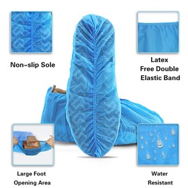 Shoe Covers Disposable 200 Pack (100 Pairs) | Non-Slip, Durable, Indoor | Protect Your Home, Floors and Shoes