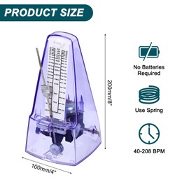 sourcing map Mechanical Metronome,High Accuracy Musical Timer Universal Metronome for Piano Guitar Violin Ukulele Player,Transparent Purple