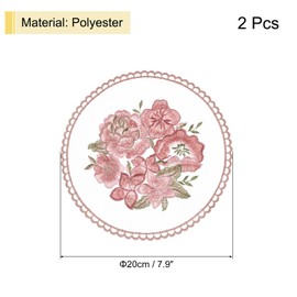 uxcell 2Pcs Retro Lace Placemats, French Crochet Doilies Round Embroidered Hollow Cup Vase Table Mat for Dining Table Kitchen Party 8x8inch, Dusty Rose
