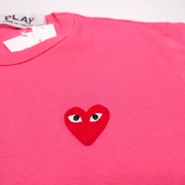 Comme Des Garcons PLAY Comme Des Garcons Pink Embroidered Heart T-Shirt Japan AZ-T272 Mens Small