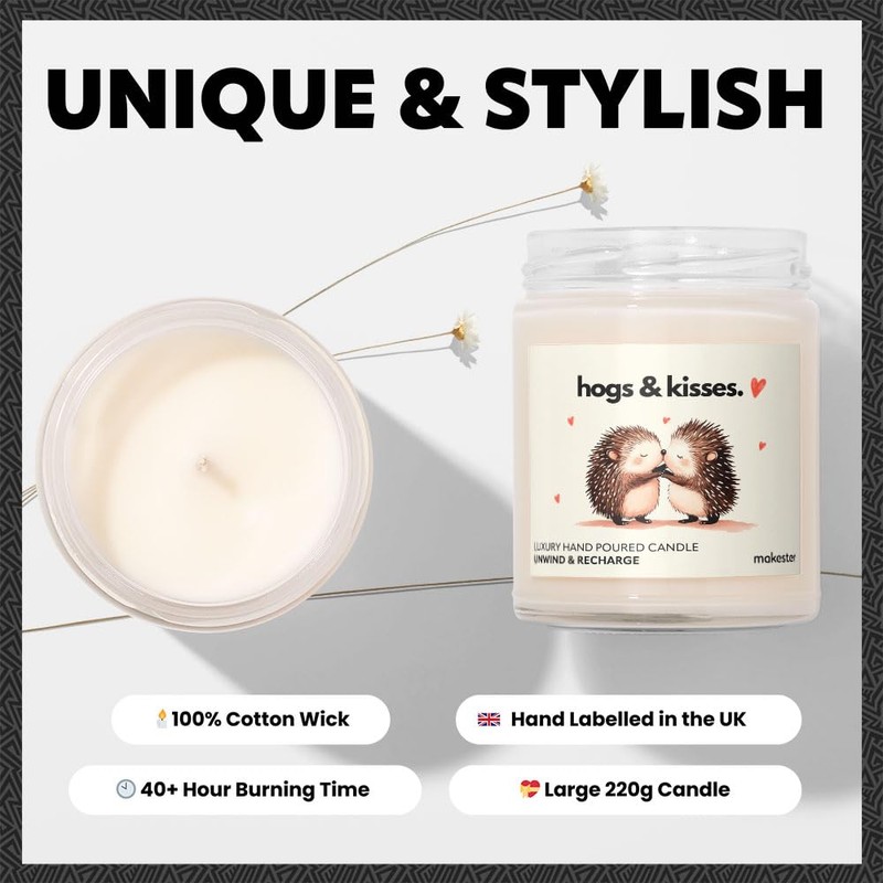 Hedgehog Gifts - Luxury Soy Wax - Vanilla, Jasmine, Sugared