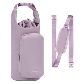 Ceneda Water Bottle Carrier Bag with Phone Pocket 32oz 40oz Tumbler Insulated Water Bottle Holder with Adjustable Shoulder Strap Carrier Sling Bag (Purple)