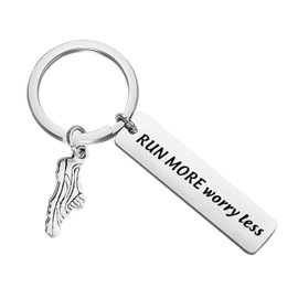 CENWA Runner Gift Runner Keychain Sole Sister Gift Run More Worry Less Keychain Gift for Running Buddy (Run More Worry Less k)
