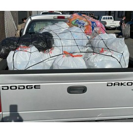 EACCESSORIES EA Cargo Net Bed Tie Down Hooks for Dodge Dakota Mid Size Long Bed 60" x 98" – Mesh Bed Cargo Net for Pickup Truck – Premium Mesh Elastic Car Truck Organizer– Compatible with Dodge Dakota