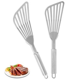 2Pack Fish Spatula Stainless Steel,Premium Fish Turner Spatula,Flexible Barbecue Turner,Metal Slotted Spatula For Flipping Fish Egg Patties Fries Pancake Steak by EGYPAMID