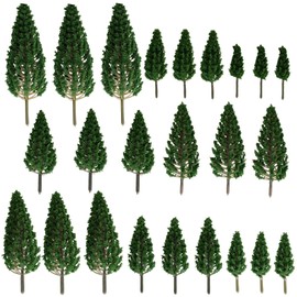 Molyorch Pack of 24 Model Trees Miniature, Plastic Models Trees, Landscape Model Trees, Mixed Model Tree, for Micro Art Layout, Construction Tree Model, DIY Material