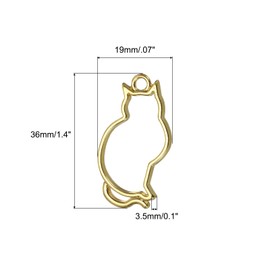 PATIKIL Alloy Open Back Bezel Pendants, 10 Pack Cat Shaped Hollow Resin Pendant Frame for DIY Crafts Earrings Necklace Bracelet Making, Gold Tone