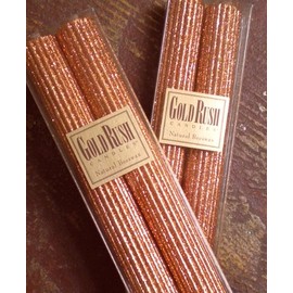 12 Inch Natural Beeswax Glitter Candles, Copper Color, Boxed Set of 2.