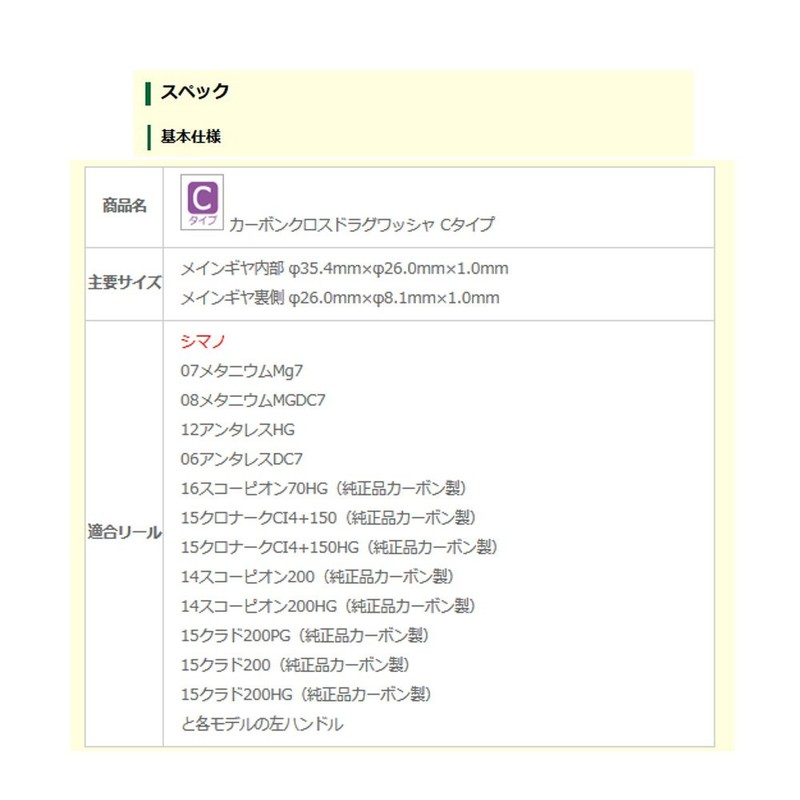 Avail(アベイル) リール カーボンクロスドラグワッシャ dwasher_cc_c Cタイプ
