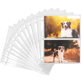 Samsill 100 Pack 5x7 Photo Album Refills, 100 Pictures, 3-Ring Binder Photo Sleeve Inserts, 2 Pocket Photo Page for 5x7 Photographs, Postcards, Recipe Cards, 400 Pictures Total