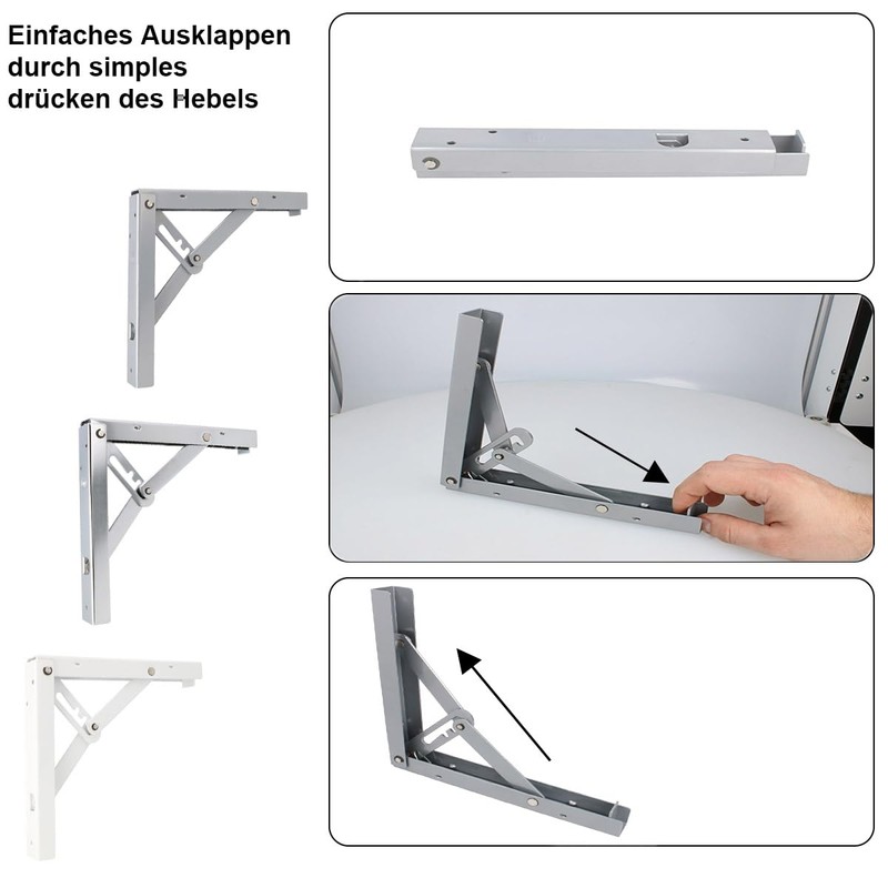 MS Beschläge Heavy Duty Folding Console 1 Pair Steel Shelf