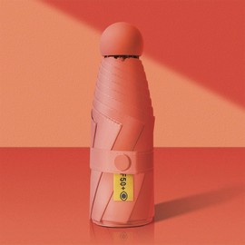 6-Rib Solid Color Umbrella with Strap, Manual Open/Close, Iron Shaft, Fiberglass Ribs, Plastic Handle, Pongee Fabric