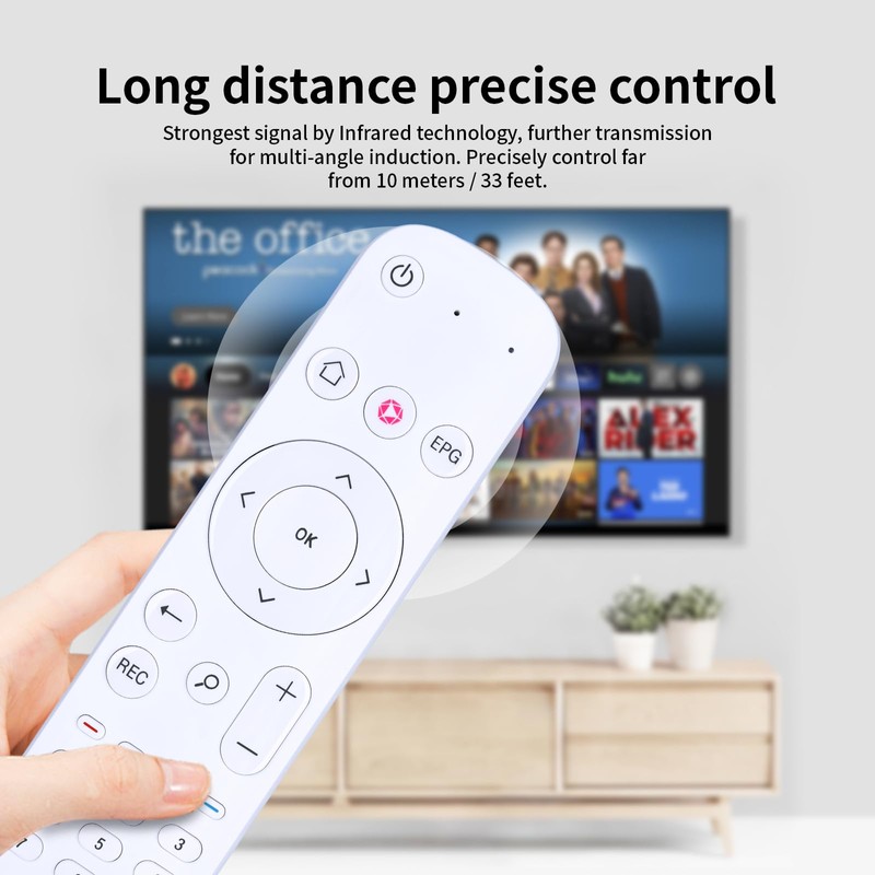 GOUYESHO Replacement Remote Control for Deutsche Telekom MagentaTV Box, White,