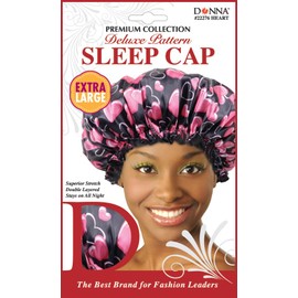 Donna Gorro Dormir Estampado Lujo Ducha Negro Forma Corazón