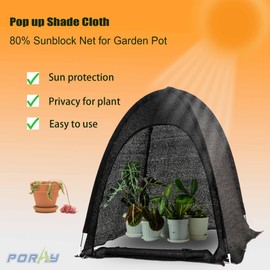 Porayhut Pop up Sunshade Cloth Pack of 3,Easy Open Crop Shade Net UV Resisitant Plant 80% Sunblock Net for Mini Flower Pot with Stakes