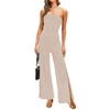 ZESICA Women's Strapless Jumpsuit Casual Off Shoulder High Waist Wide