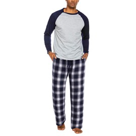 Ekouaer Mens Pyjamas Traditional 2 Piece Pjs Loungewear Sleepwear Long Sleeve, Navy, L