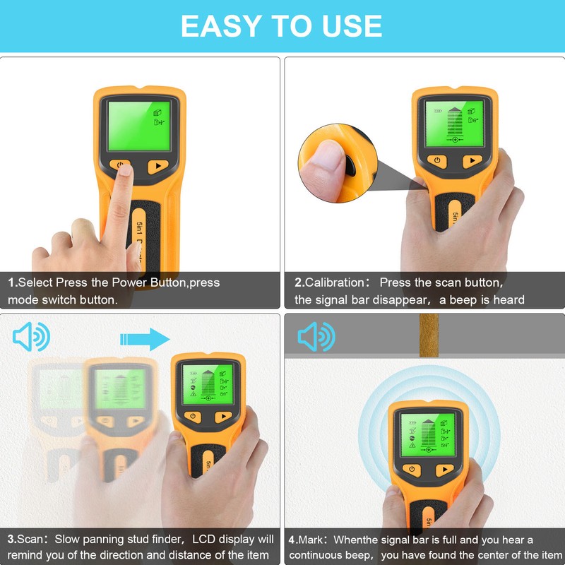 Stud Finder Wall Scanner Sensor 5 in 1 Detector LCD