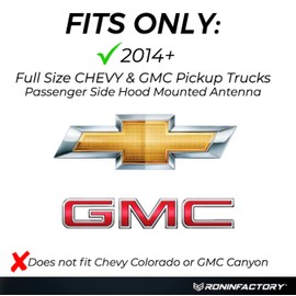 RONIN FACTORY Truck Antenna for Chevy Silverado & GMC Sierra Accessories 2014+ Anti Theft - Carwash Safe Short Replacement Antenna (12 Inch Flexible)