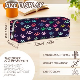 Scribesense Cute Colorful Dog Paws Pencil Case,PU Pencil Pouch, Portable Pencil Bag, Multipurpose Pen Case for Study & Office