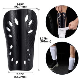 ANCIRS 2pcs Soccer Shin Guards for Kids, Breathable Shin Guard Sleeves for Boy & Girl Football Games, Protective EVA Cushion for Youth Men & Women- Black