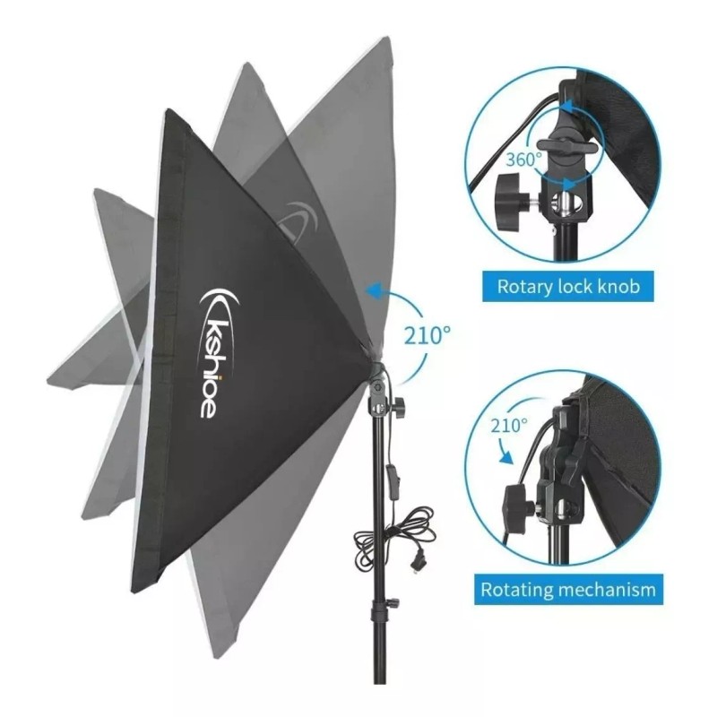 Kshioe Kit Softbox Iluminacion Fotografia Video Luz Contnua + Focos
