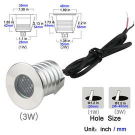 CNBRIGHTER LED In-Ground Well Lights Anti-Glare,3W 12V-24V DC, IP67 Waterproof Recessed Lamp,Buried Underground Outdoor Landscape Lighting,Warm White 3000K(3 Watt)