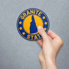RetroPlanet Vinyl Sticker, New Hampshire Granite State Circle & Stars, Die-Cut Decal