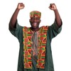 Jiuguva 2 Pcs African Kente Pattern Kufi Hat Kente Kufi