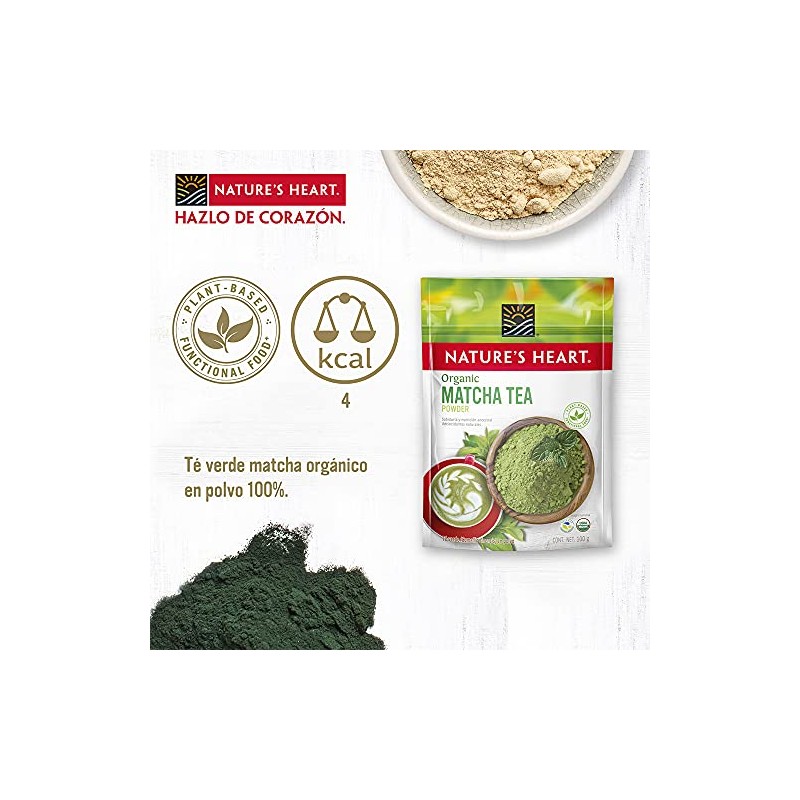 Nature's Heart Superfood Orgánico Té Verde Matcha en Polvo, 100