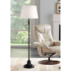 360 Lighting Spenser Traditional Floor Lamp Standing 58" Tall Brushed Antique Brass Gold Metal Thin Column Off-White Linen Fabric Empire Shade for Living Room Reading House Bedroom Home