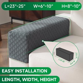 OHSIO Couch Cover, Stretch Sofa Cover, Soft Seat Cushion Covers Washable, Sectional L Shape Sofa Slipcover, Wear Stain Resistant Pet Friendly Furniture Protector for Home (1 Armrest Cover, Dark Gray)