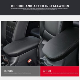 INTGET Center Console Armrest Cover for 2025 Toyota RAV4 Accessories 2024 2023 2022 2021 2020 2019 Leather Middle Console Lid Cover Pad Protector Elbow Arm Rest Covering Car(Black)