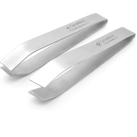 Cynamed 2 Pieces Fish Bone Tweezers, Stainless Steel Flat and Slant Tweezers Pliers Remover Tool, Non Slip Grip, Durable and Easy to Use (4.6")