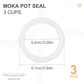 6 Pcs Gasket Seal Rings Replacement for Aluminium Stovetop Coffee Maker Moka Pots (3 Cup)