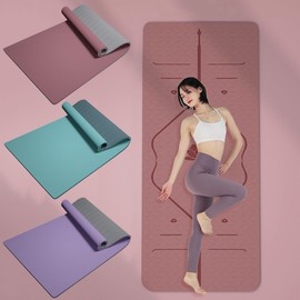 Core Comfort Premium TPE Non-slip 6mm Yoga Exercise Waterproof Gym Mat Home Gym Mat Medium Deep Blue