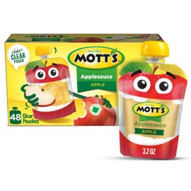 Mott's Original Applesauce, 3.2 Oz Clear Pouches, 48 Count (4 Packs Of 12), No Artificial Flavors, Good Source Of Vitamin C, Nutritious Option For The Whole Family