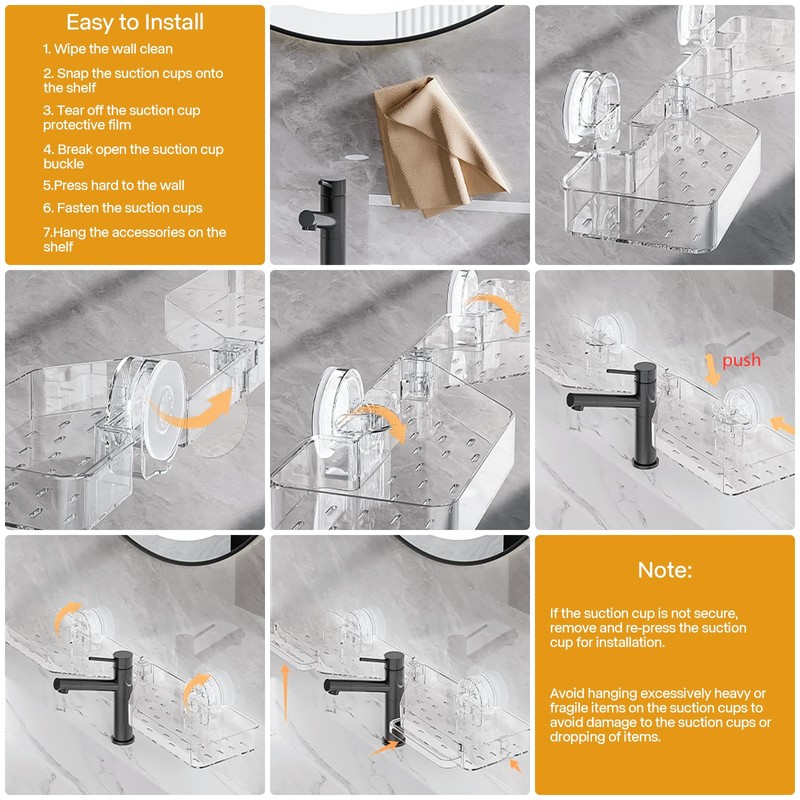ZLAXACL Corner Shower Caddy, No-Drill Rotatable Bathroom Shelves, Strong Suction