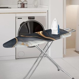 KUIFORTI Black Gold Marble Ironing Board Cover Standard Size Iron Board Cover Replacement Polyester Fabric Table Top Protective Decor
